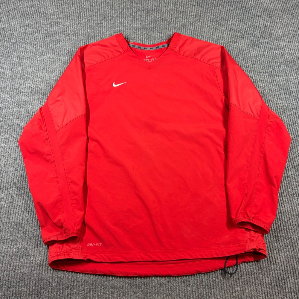 Nike Pullover Men's L Dri-FIT Red V-Neck‎ Long Sleeve Training 453353-657